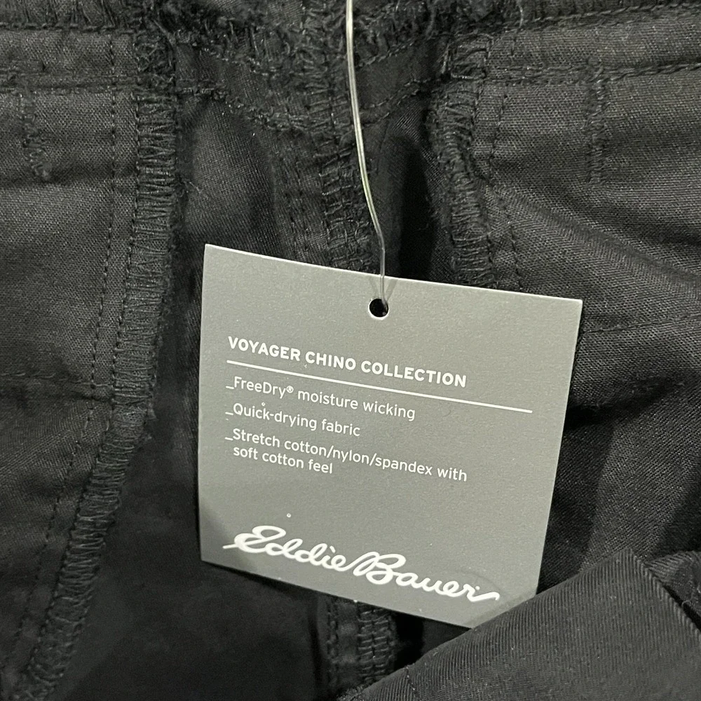Eddie Bauer Women 22W Slim‎ Voyager High Rise Chino Stretch Quick Dry Black